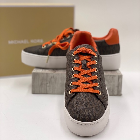 Michael Kors Poppy Lace Up Sneakers Tangerin - Picture 2 of 13